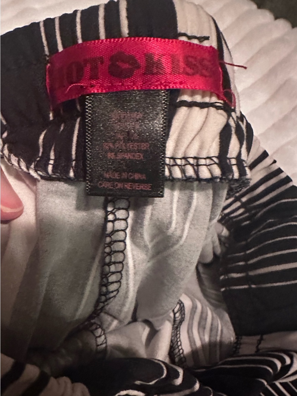 Hot Kiss Black and Beige Striped Skinny Pants - Picture 2 of 3